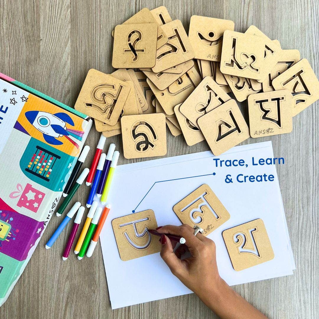 Assamese Alphabet Stencil Kit – Vowels & Consonants Learning Kit for Kids Age 3+