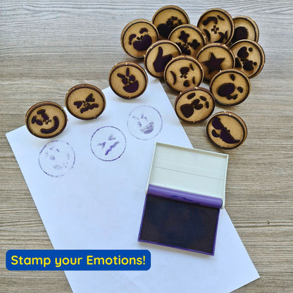 Cute emoji stamp set for kids, ideal for birthday party activities, school gifts, and return gifts for kids.