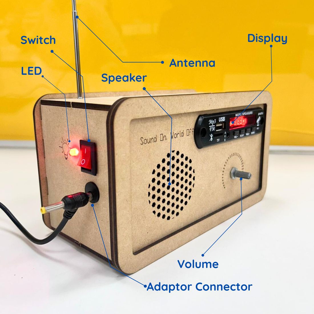 DIY Wooden FM Radio Kit with Bluetooth, Built-in Speaker, LED Display| Perfect for Science Project