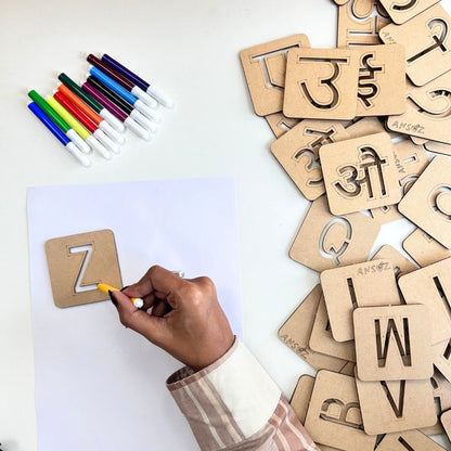 English & Hindi Vowel Stencil Fun – Trace, Learn & Create | Ansoz