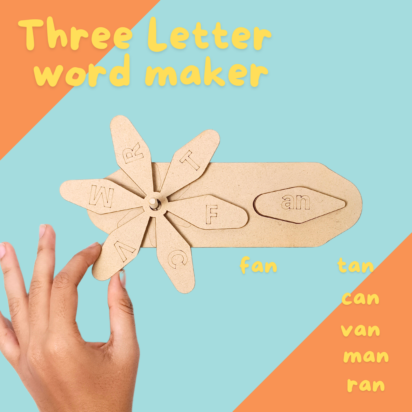 Kids Treasure Wooden Three Letter Words Rotating toy