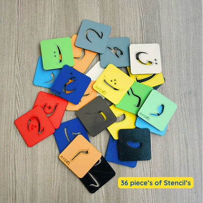 Urdu Alphabets Wooden Stencil Board for Kids | Interactive Learning Kit for Kids