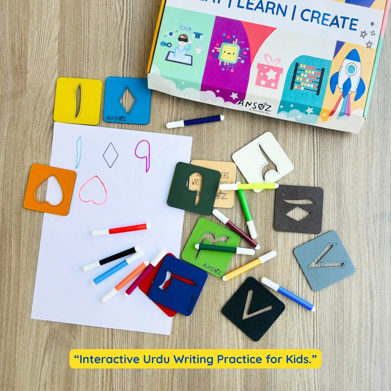 Complete Urdu number stencils kit for homeschooling and classroom teaching.