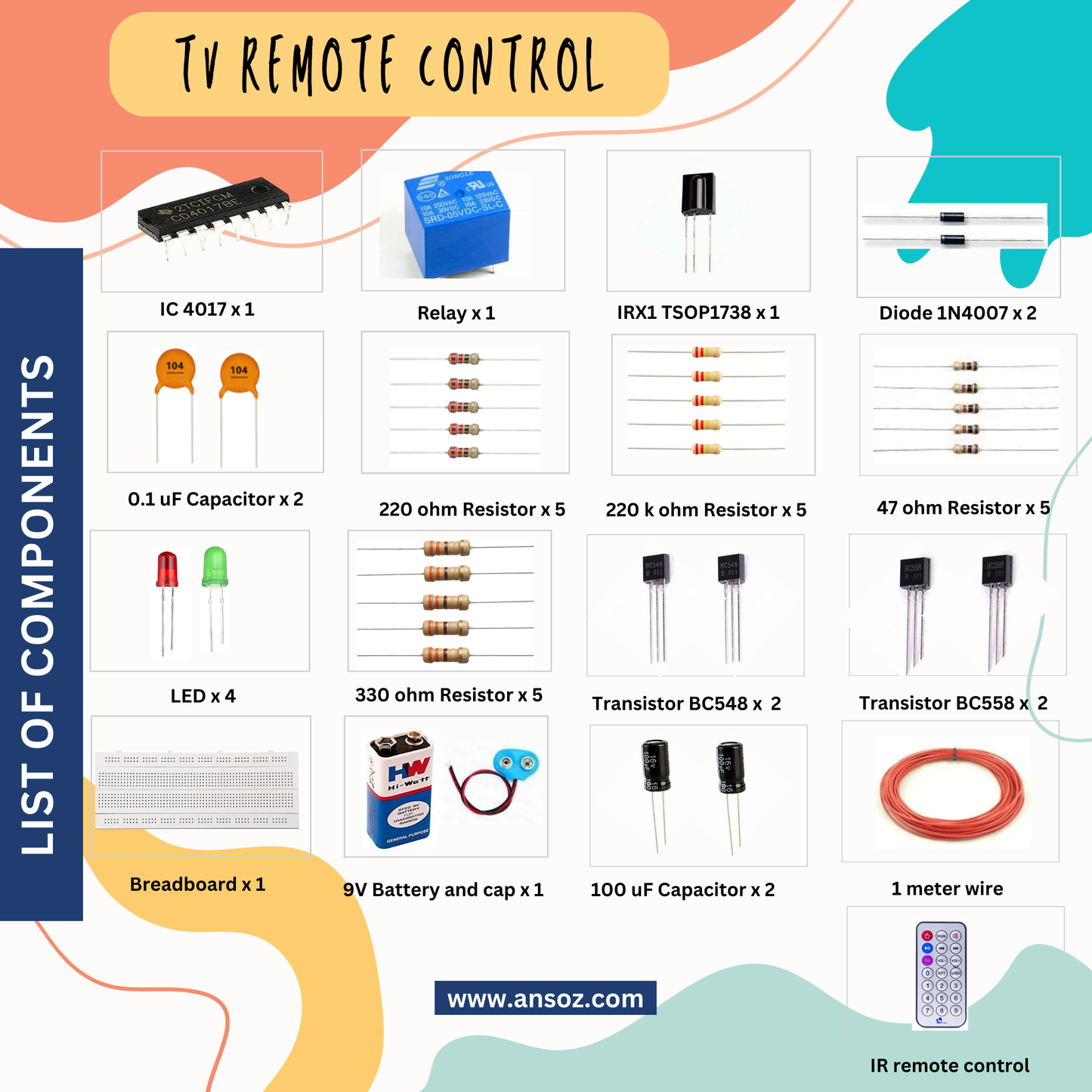 DIY TV Remote Control Electronics Kit