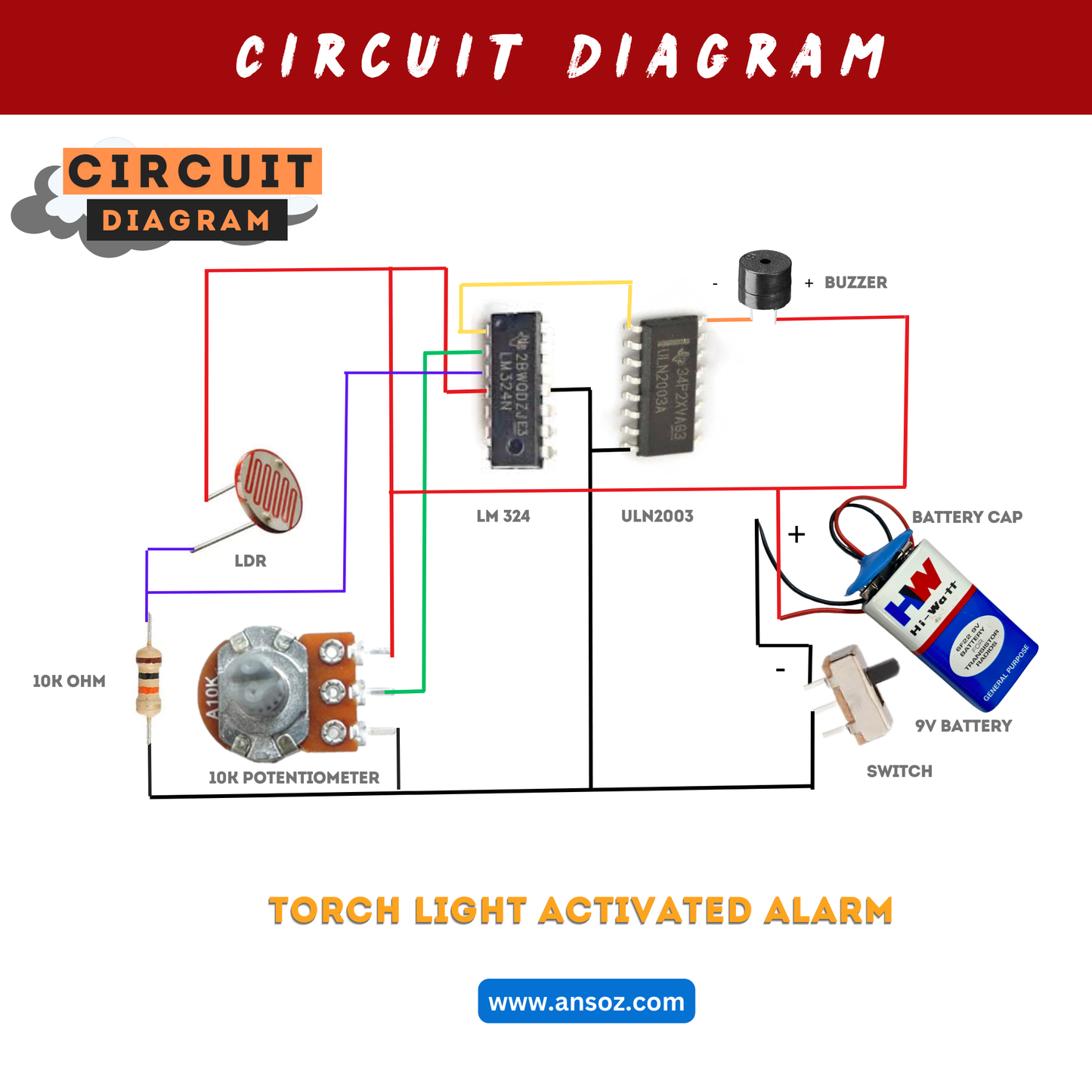 DIY Torch Light Activated Alarm Kit