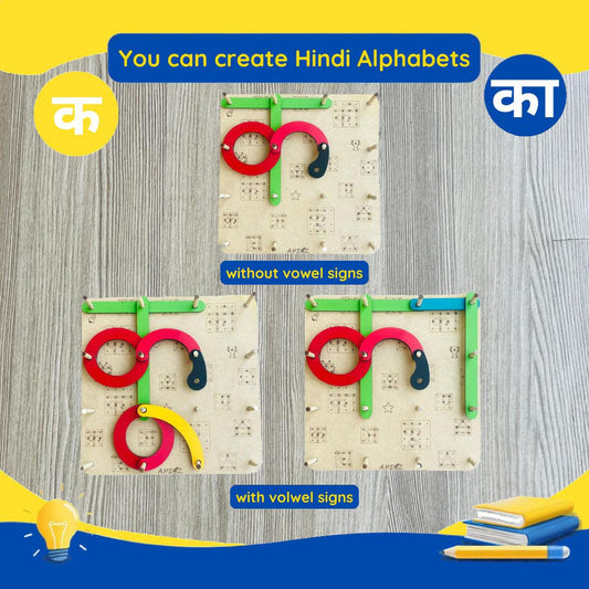 Alphanumeric, Hindi & Shape Construction Puzzle Activity Kit for Kids 3+