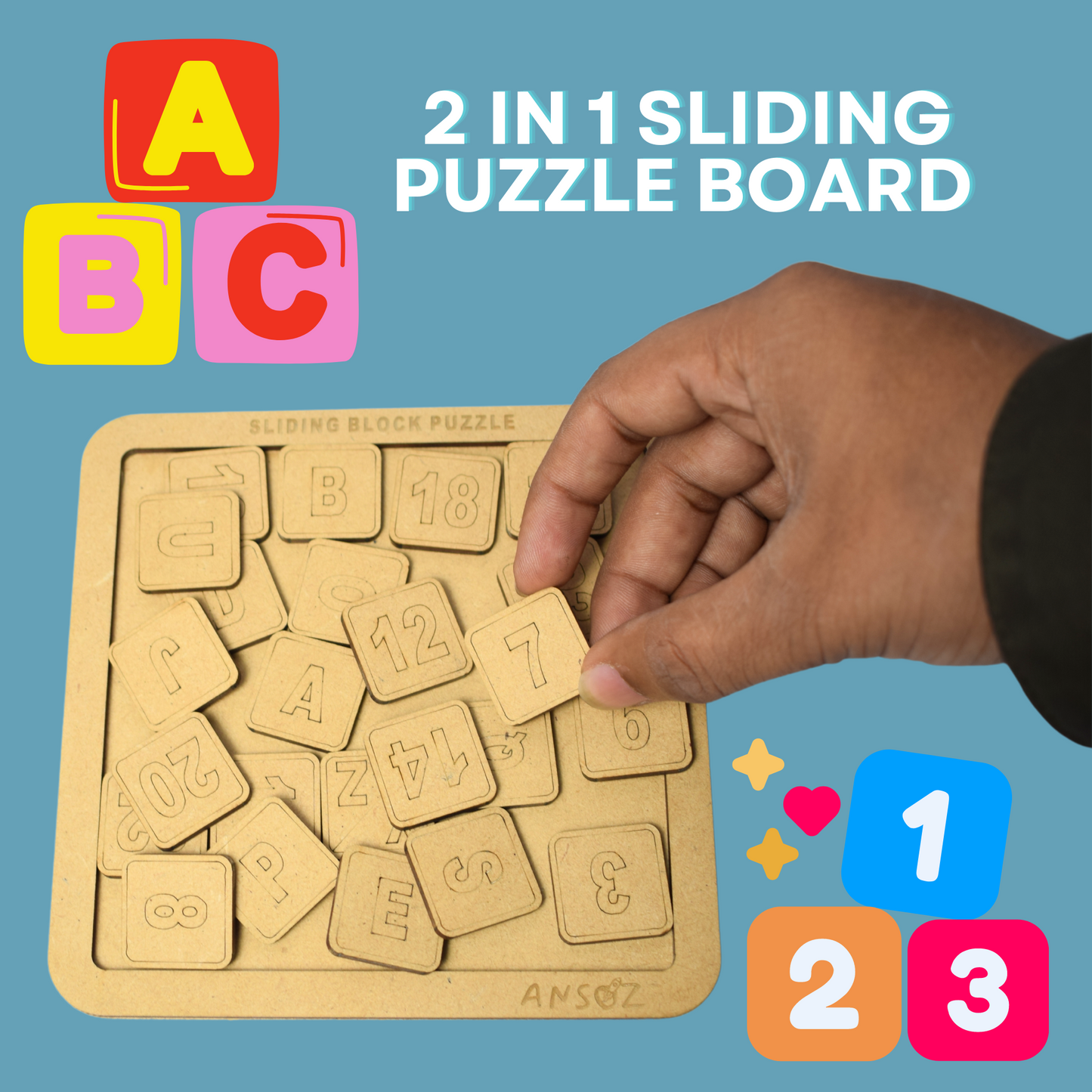 Sliding Wooden Puzzle Board