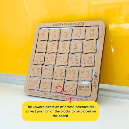 A child engaged in playing a wooden alphabet sliding puzzle game using letter blocks for ABC learning for kids.