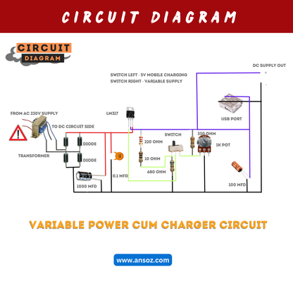 Variable Power Supply cum Charger Circuit DIY Kit