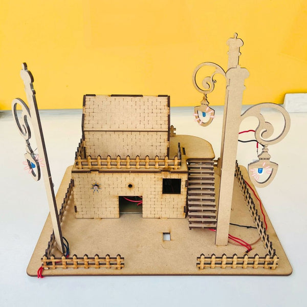  LDR based Night Lamp DIY Kit Showing All Electronic Components and Model Parts