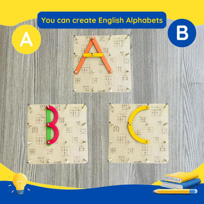 Alphanumeric, Hindi & Shape Construction Puzzle Activity Kit for Kids 3+