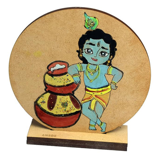 Wooden Krishna Craft Kit: Pre-Marked Art Cutout