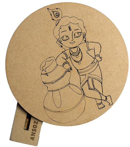 Wooden Krishna Craft Kit: Pre-Marked Art Cutout