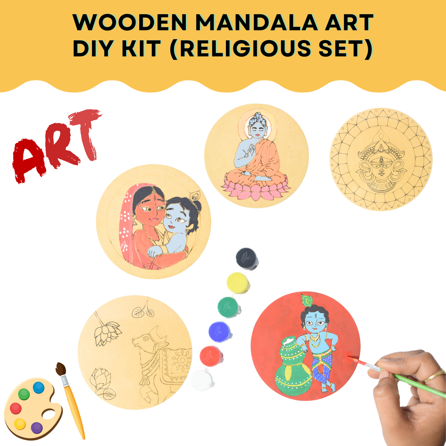 Wooden Mandala Art DIY Kit ( Religious Set)