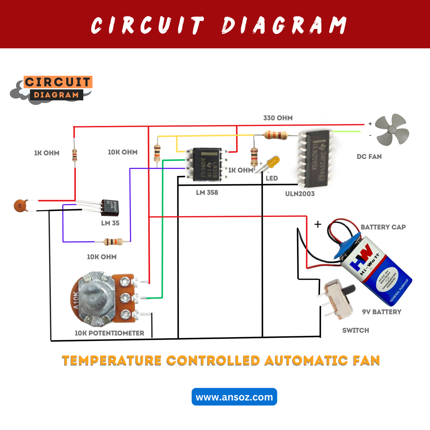 Temperature Controlled Automatic Fan DIY Electronic Kit