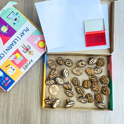 All-in-One Educational Stamp | English, Hindi Swar, Vyanjan & 0-9 Number Stamp Kit for Kids