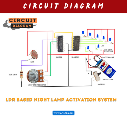 LDR-Based Night Lamp Activation System DIY Electronic Kit