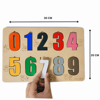 0-9 Number Wooden Puzzle Board