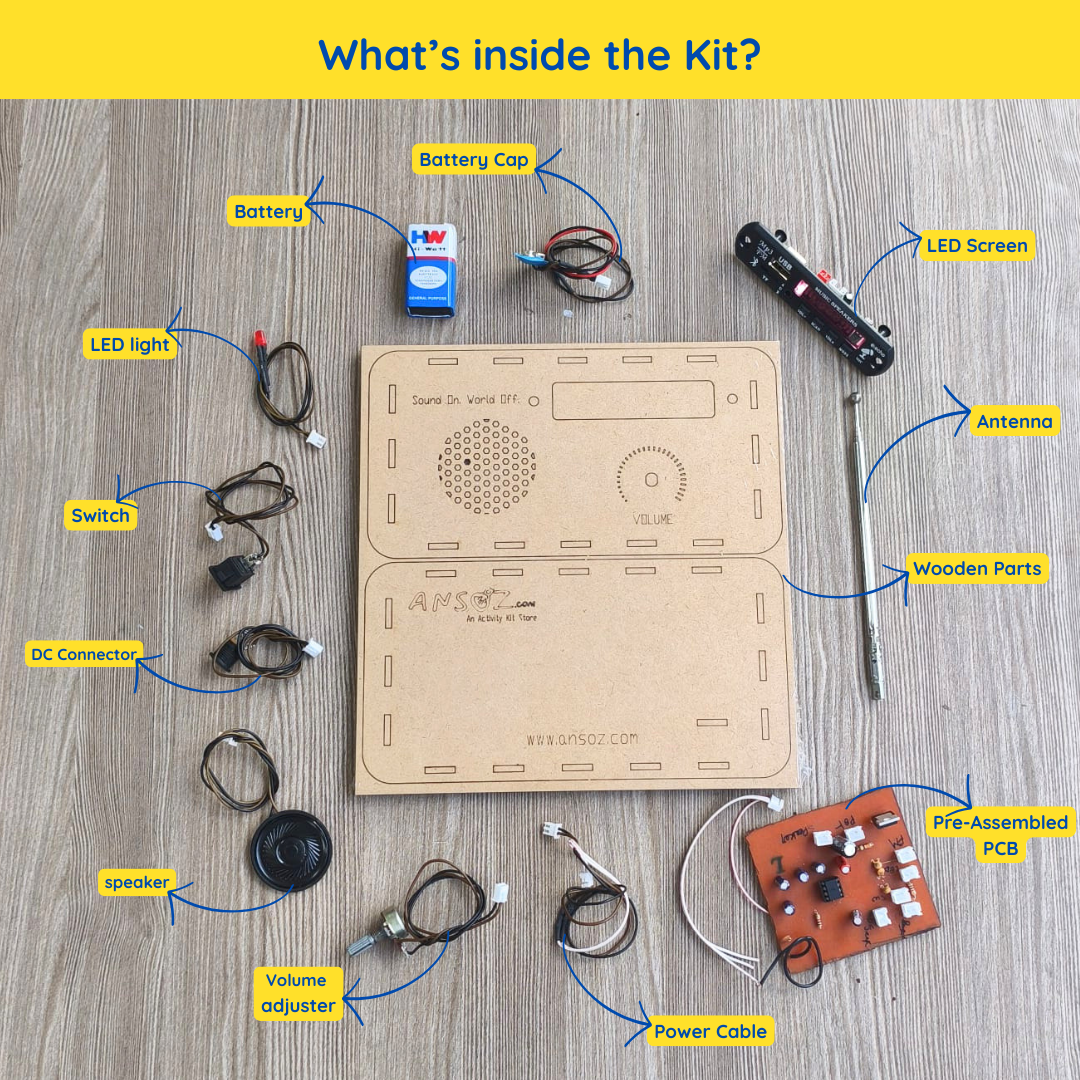 DIY Wooden FM Radio Kit & Bluetooth Speaker | Science Working Model for 12+