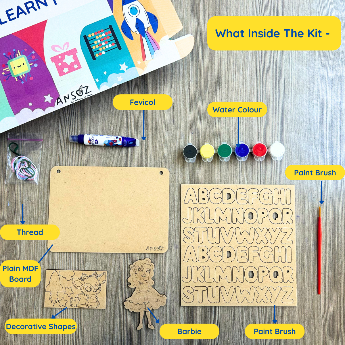 DIY Personalized Wooden Name Plate Kit for Girls 5+