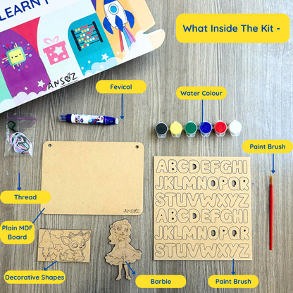 DIY Personalized Wooden Name Plate Kit for Girls 5+