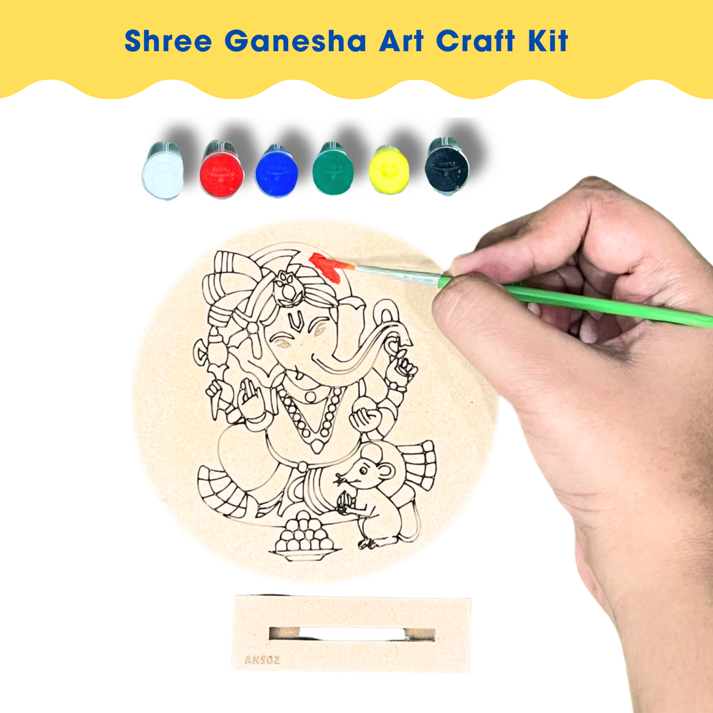 Shree Ganesha Art Craft Kit - Creative Canvas and Paints