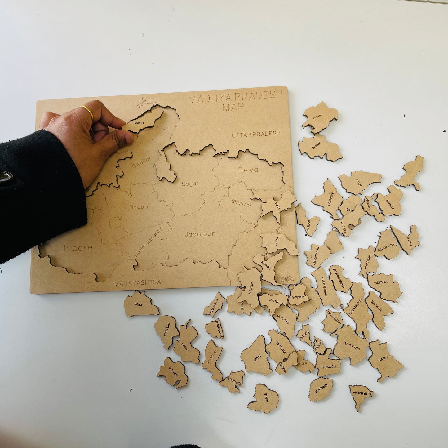 Wooden Madhya Pradesh Map Puzzle – Educational Tool for Kids & Students