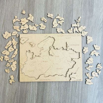Wooden Madhya Pradesh Map Puzzle – Educational Tool for Kids & Students