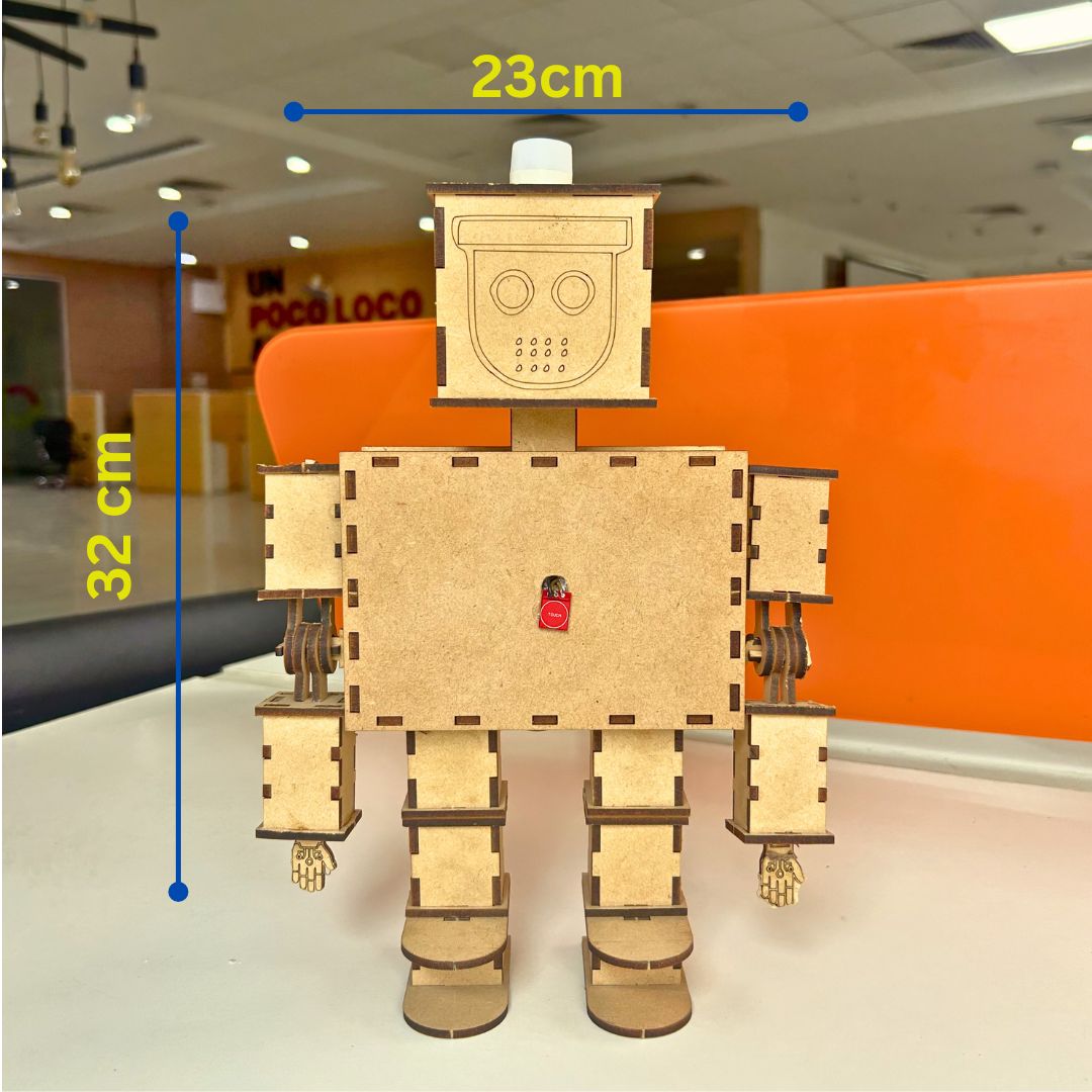 2.	Touch sensor study lamp for kids showing size – 23cm wide, 32cm tall wooden lamp