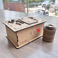 Gas leakage detector project model showing LPG gas leak detector setup with LED alert, a simple electronic circuit for science exhibition project and classroom teaching aids.