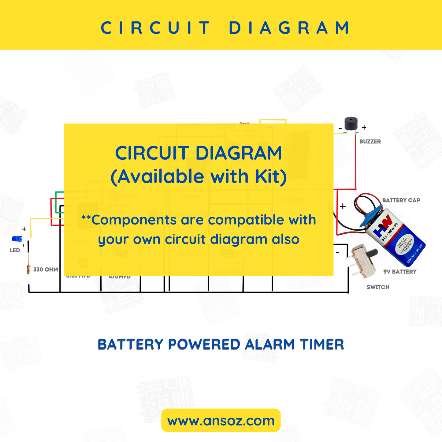 Battery-Powered Alarm Timer DIY Electronic Kit | Ansoz