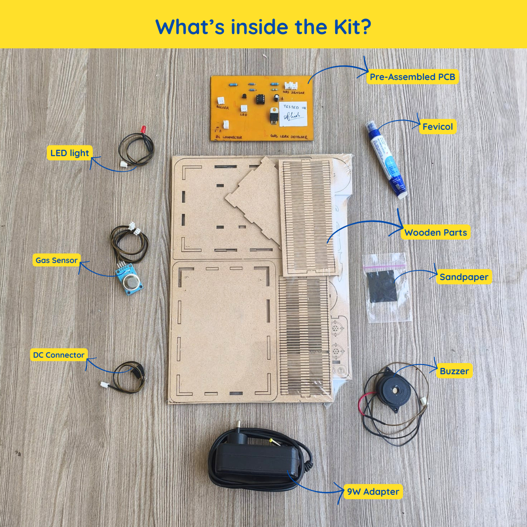 Gas Leakage Detector Project DIY Kit | MQ Gas Sensor Science Working Model for Kids 10+