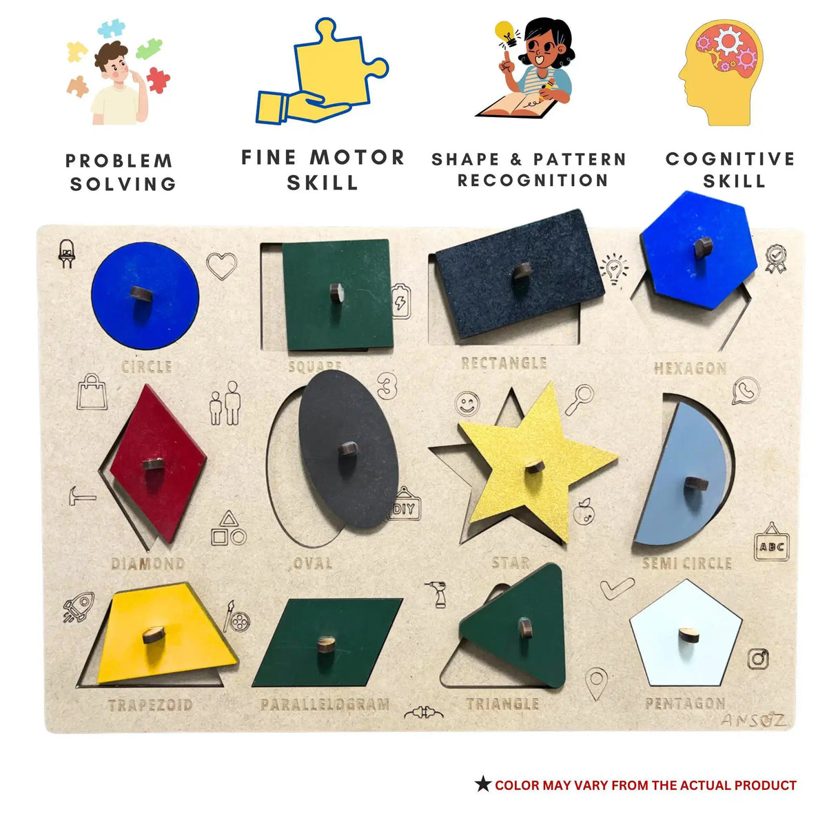 Shape Sort Box Gif Shape Sorting Activity Kit | Wooden Shape Puzzle & Colour Sorting Toy ...