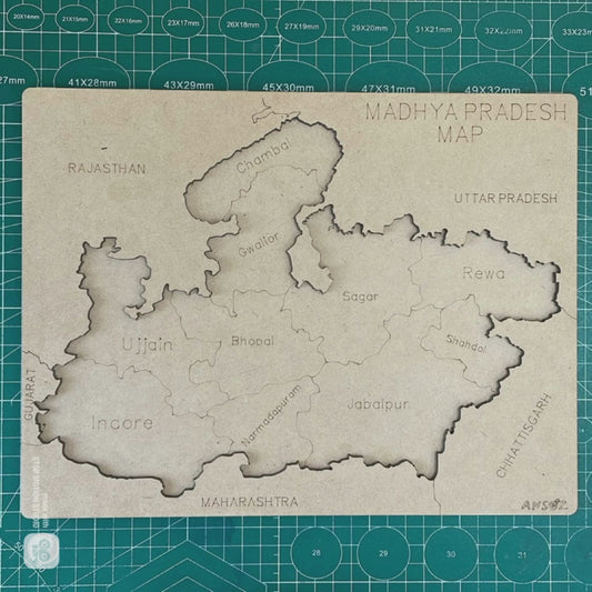 district map of madhya pradesh wooden board