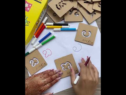 Telugu Alphabet Stencil Kit – Consonants | Writing Practice Activity for Kids 3+