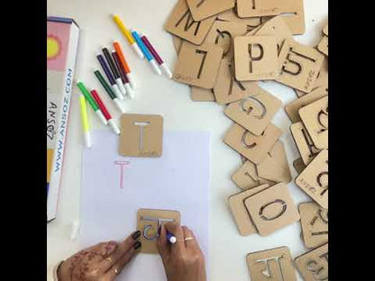 English Alphabet & Hindi Consonant Stencil Set – Trace & Learn | Ansoz