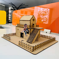 Motion sensor burglar alarm DIY kit with house model and electronic circuit for science working model